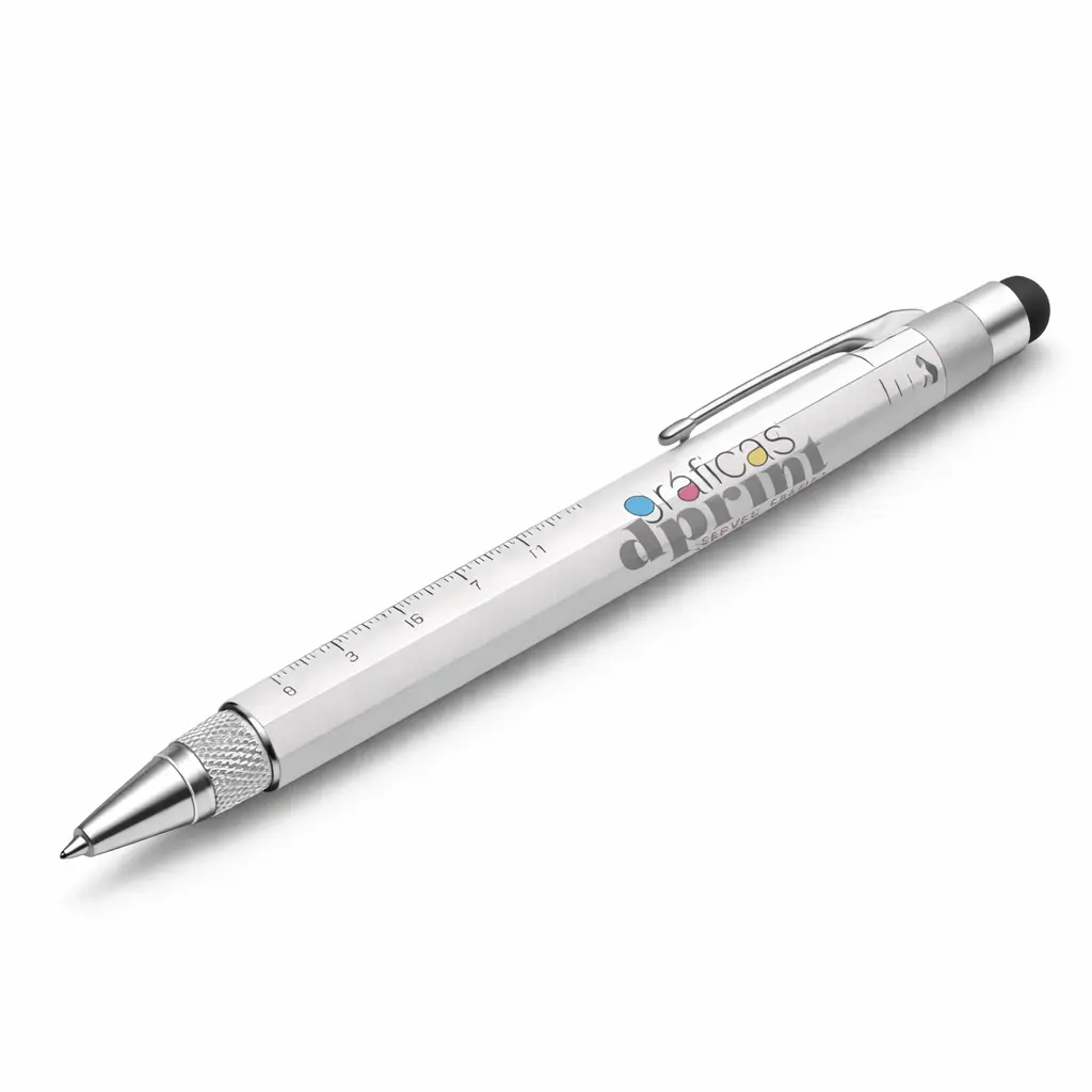 Bolígrafo multifunción con regla y stylus: práctico y diferente.
