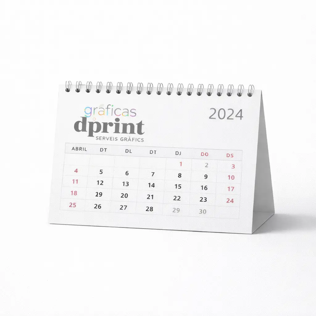 Calendario de mesa corporativo con personalización.