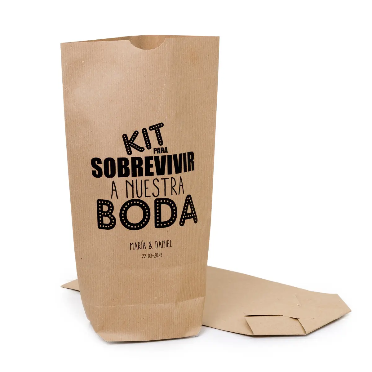 Bolsa Kraft Kit para boda,negro 18x32x7cm., min.25