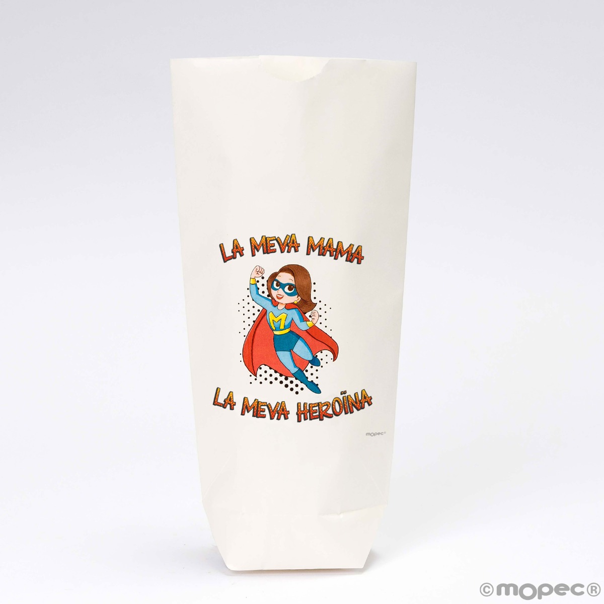 Bolsa blanca Super Mama 12x22,5cm. min.25