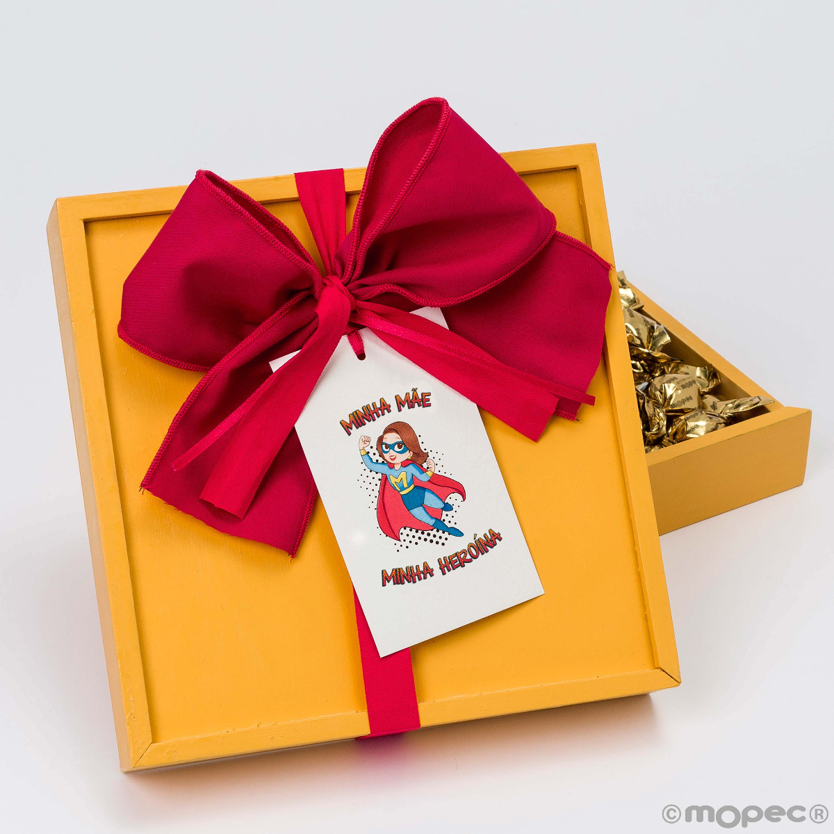 Caja madera amarilla 30 crokichocs Super Mãe