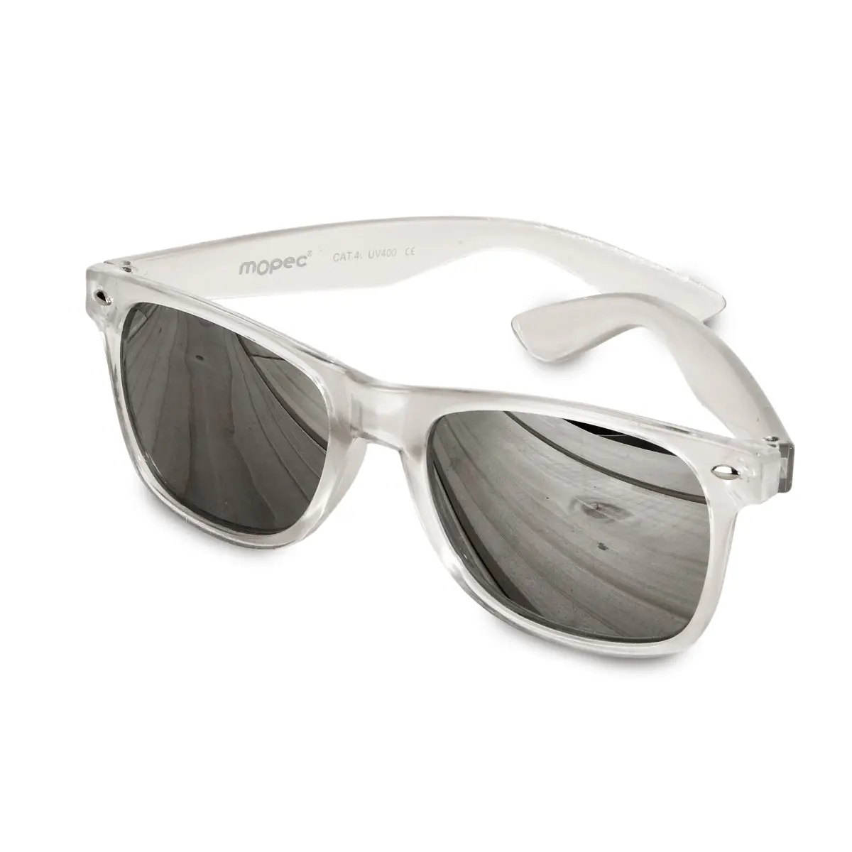 Gafas de sol semi-transparentes plateadas lente espejo