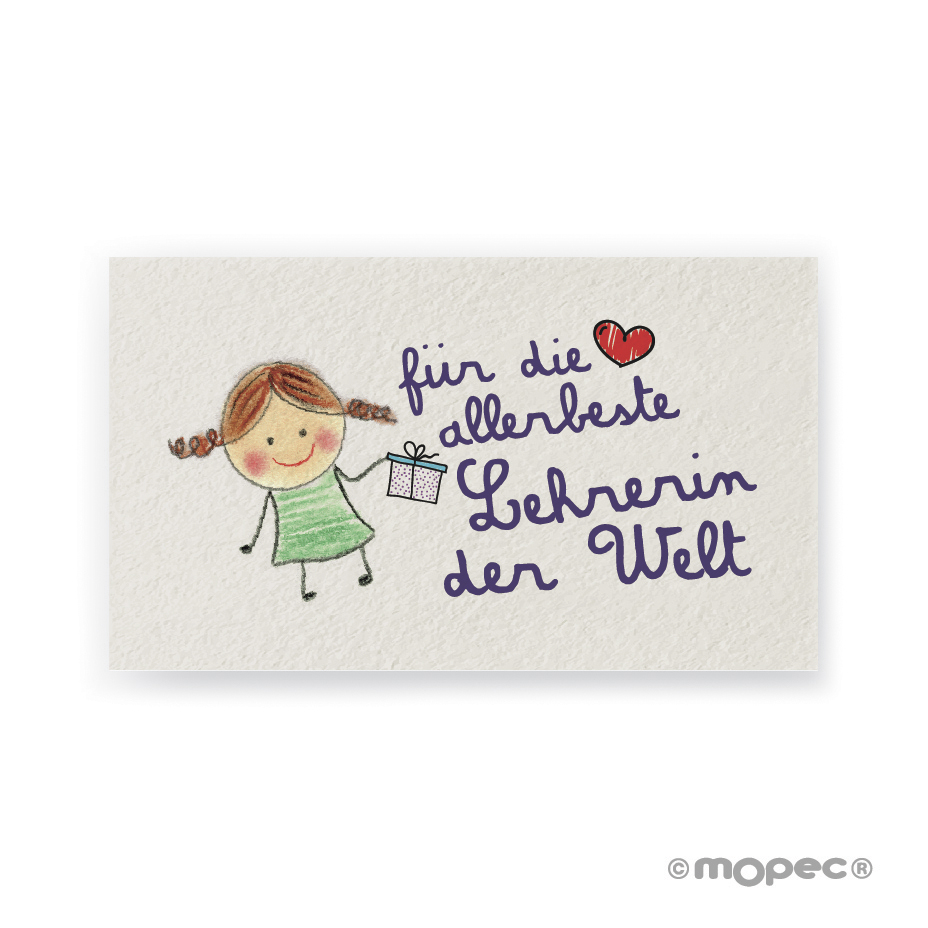 Tarjetas precortadas für die allerbeste Lehrerin der Welt 1hoja=30 etiquetas