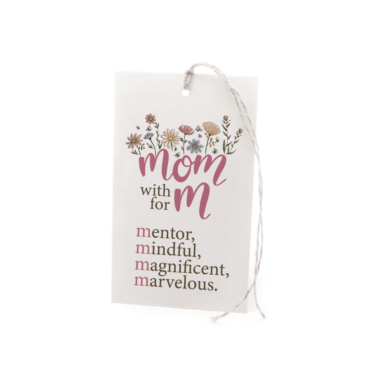 Tarjetón "Mom with M" inglés 6x10cm