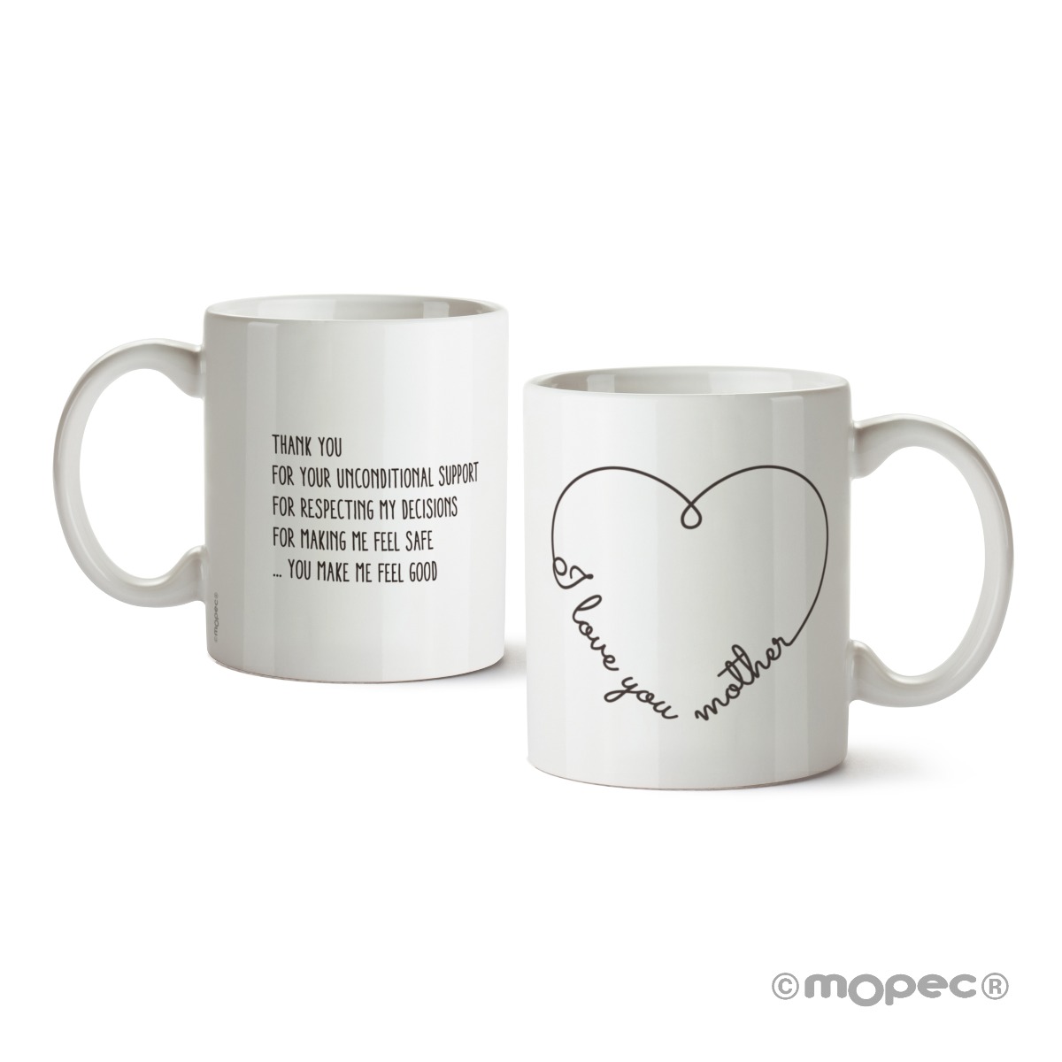 Taza cerámica I Love you mother corazón en caja regalo