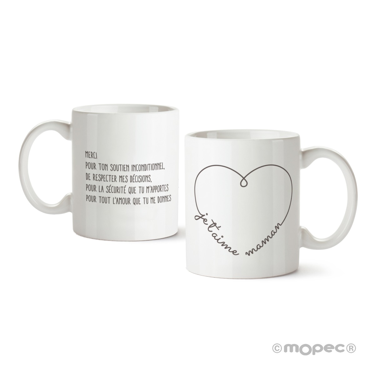 Taza cerámica Je t'aime Maman corazón en caja regalo