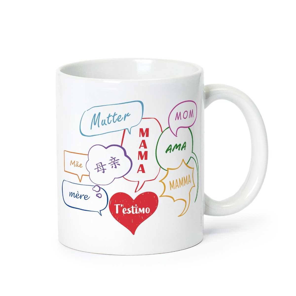 Taza cerámica Mama T'estimo en idiomas