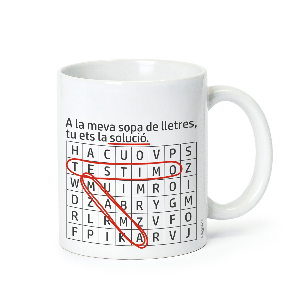 Taza cerámica sopa de letras mama t'estimo