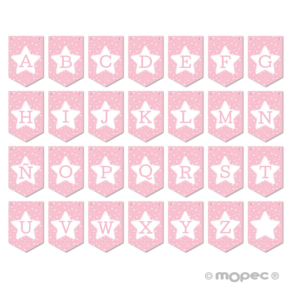 Banderola R rosa con estrella para guirnalda 14,6x21,7cm