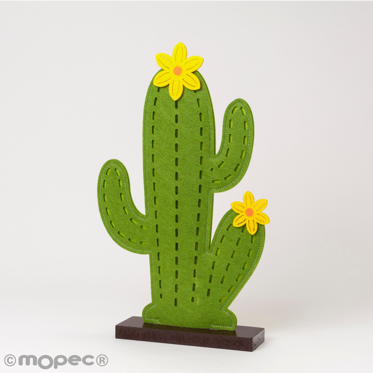 Cactus fieltro base madera 20x33cm,