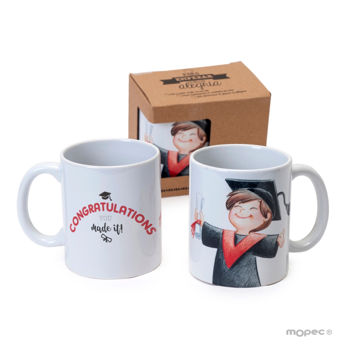Taza cerámica Congratulations. You made it! en caja regalo
