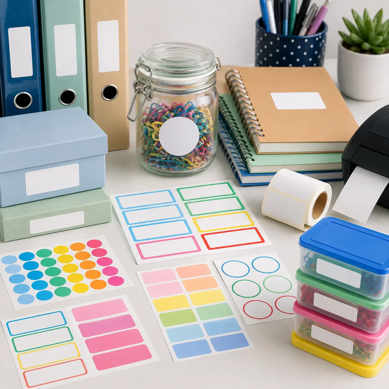 Etiquetas adhesivas de colores para organización visual por categorías y prioridades