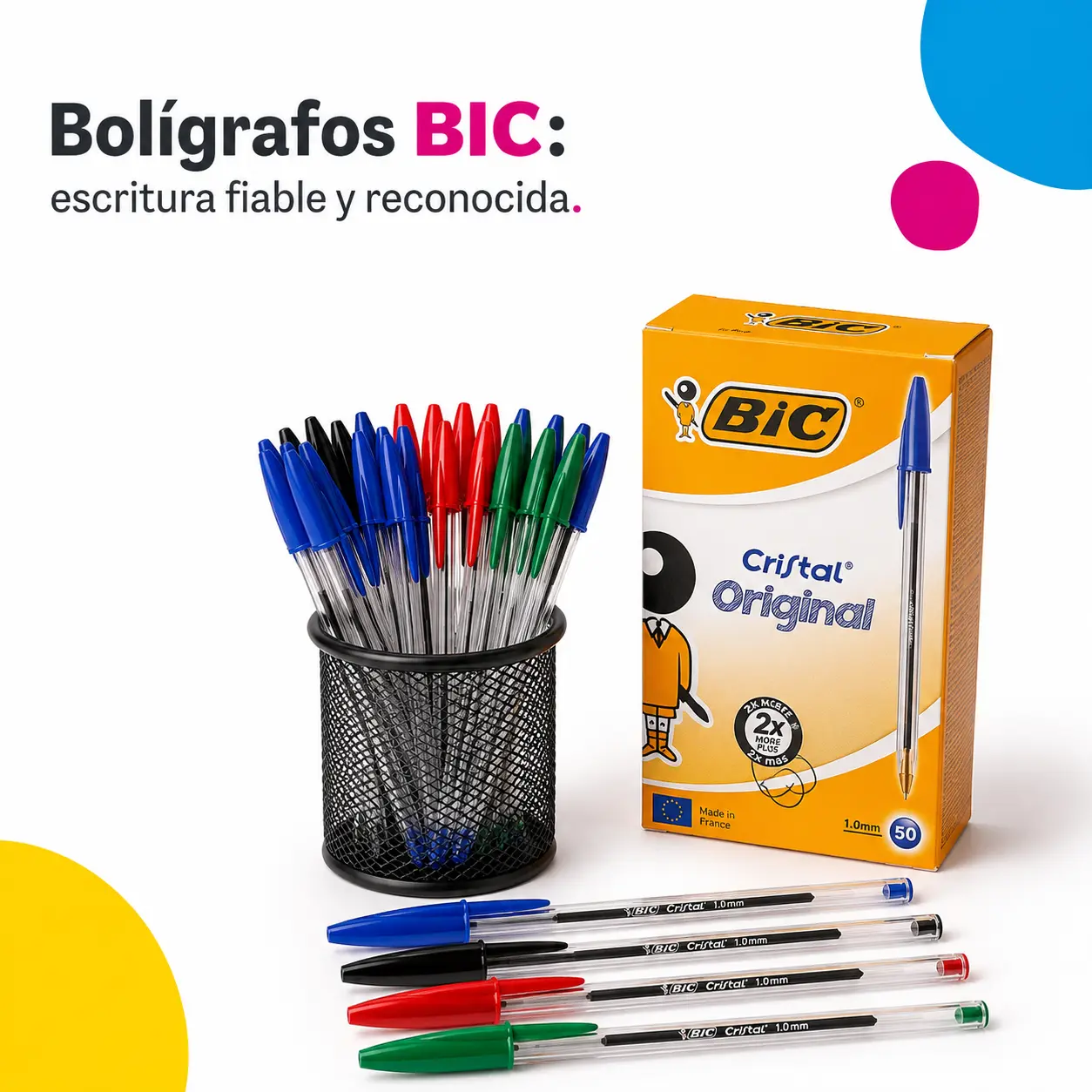 Bolígrafos y material de escritura para una aplicación y escritura precisas