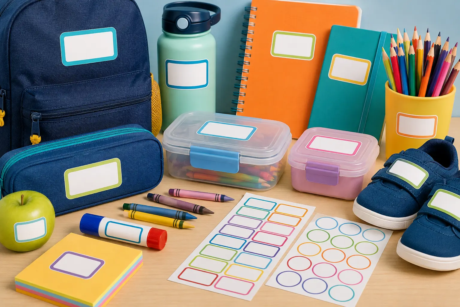 Etiquetas adhesivas para estudio, colegio, cuadernos, libros, carpetas y material escolar