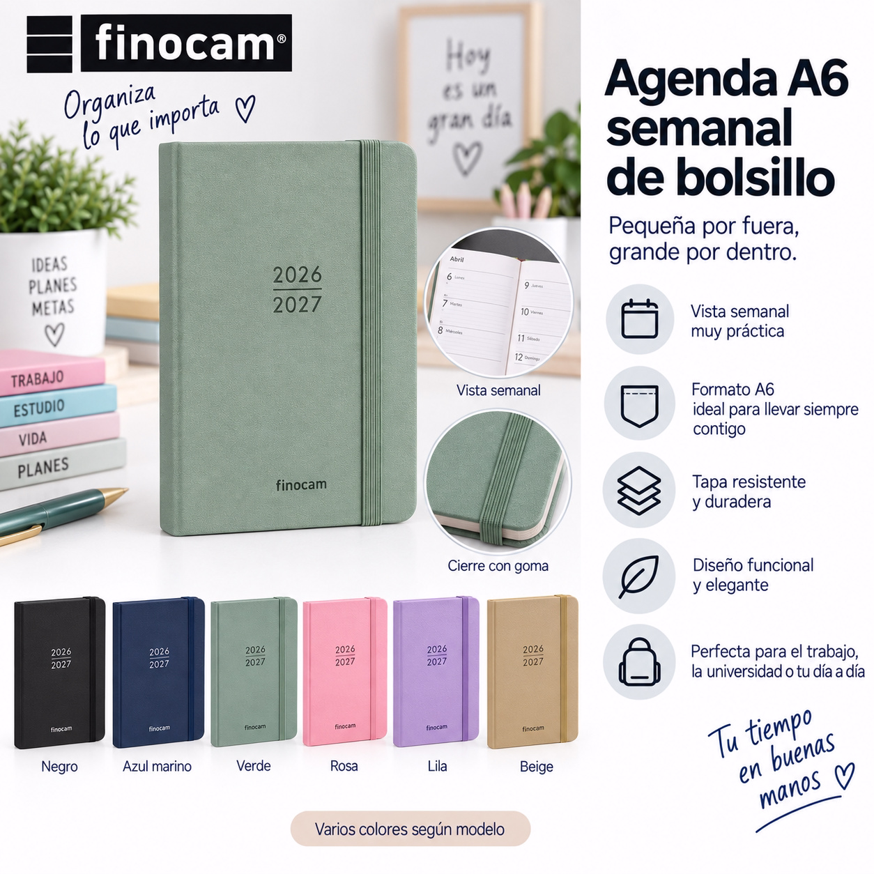 Agenda A6 semanal de bolsillo