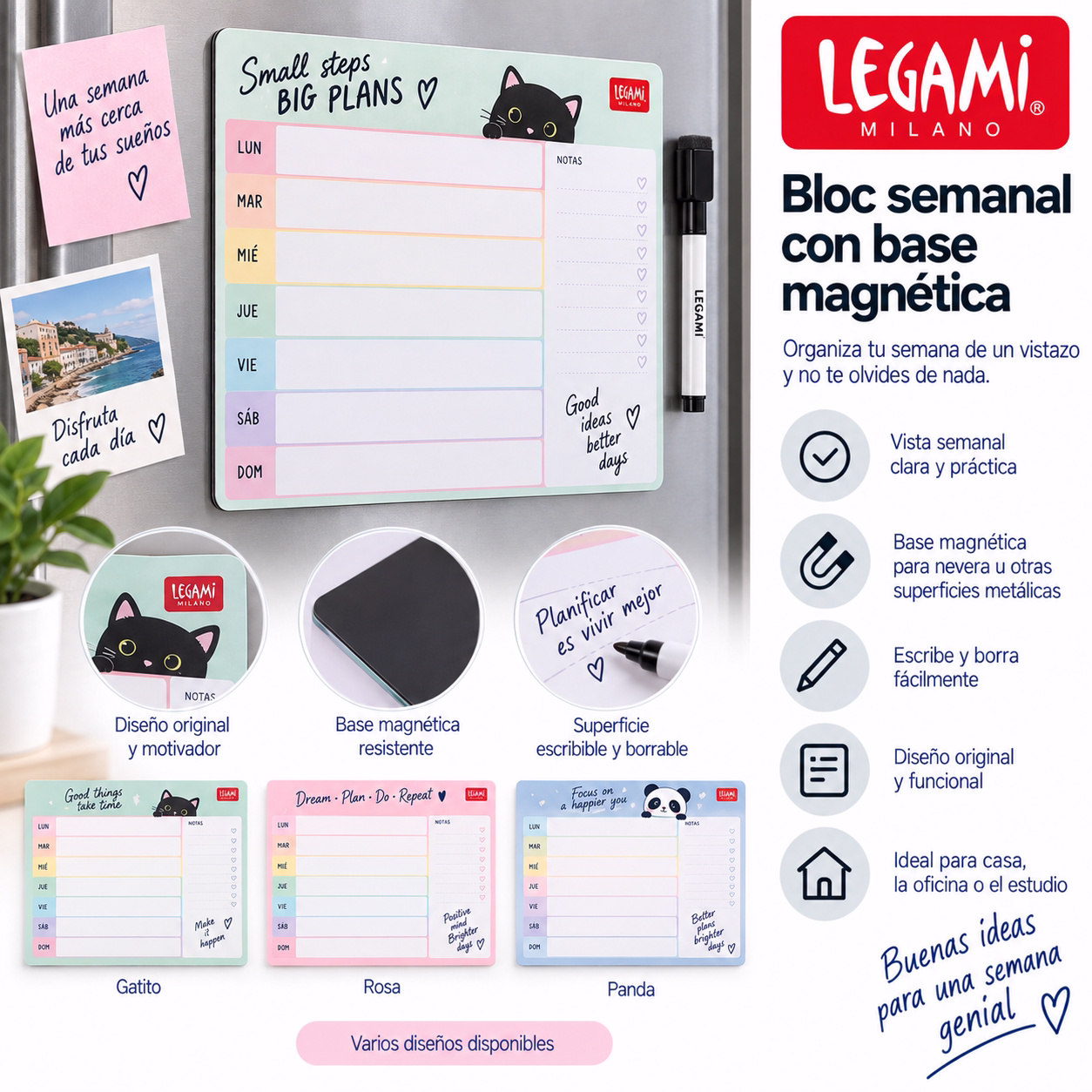 Bloc semanal con base magnética