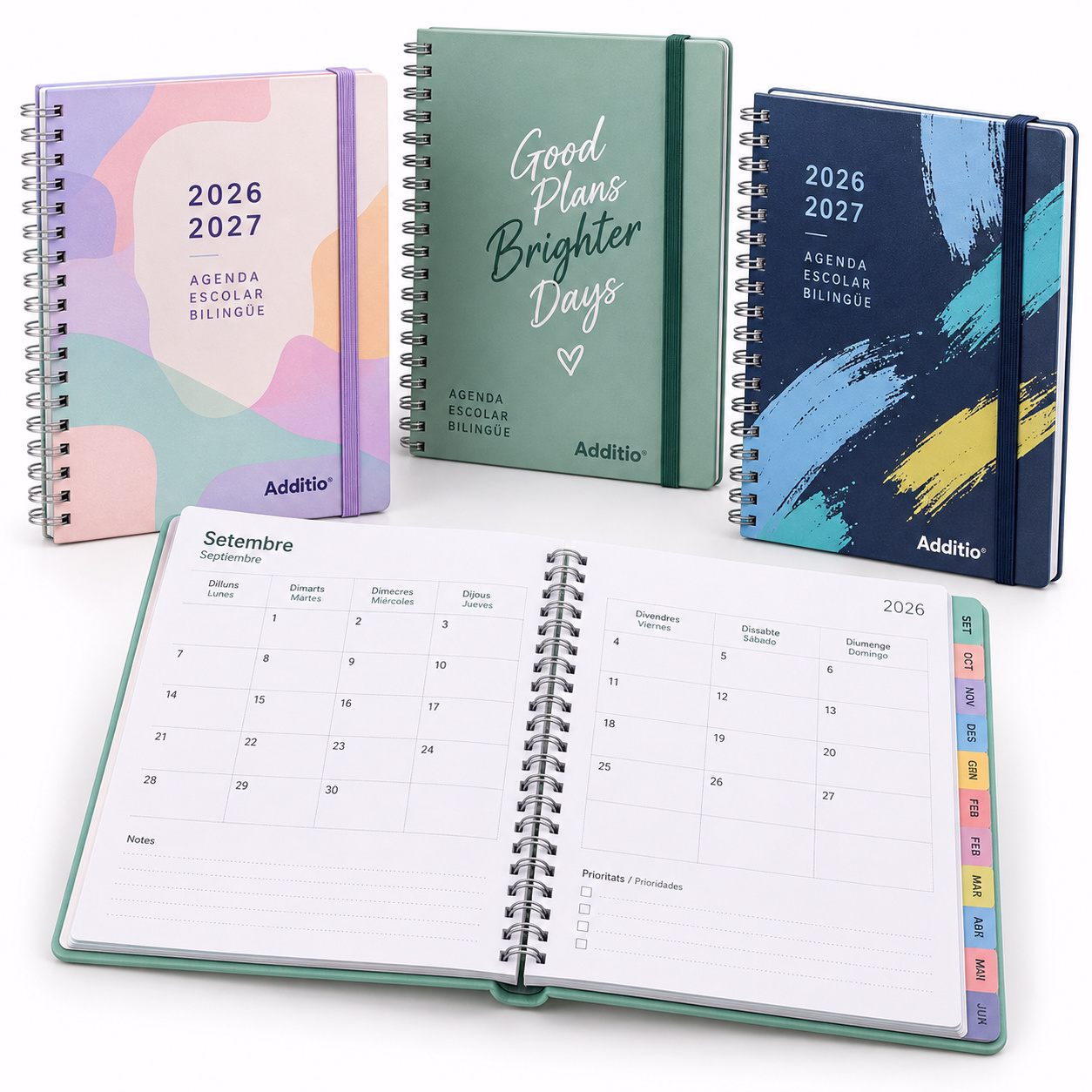 Agenda escolar mes vista bilingüe