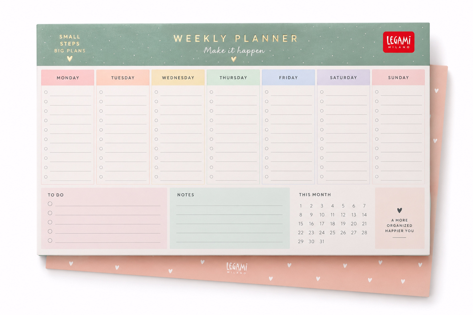 Bloc de notas semanal con calendario