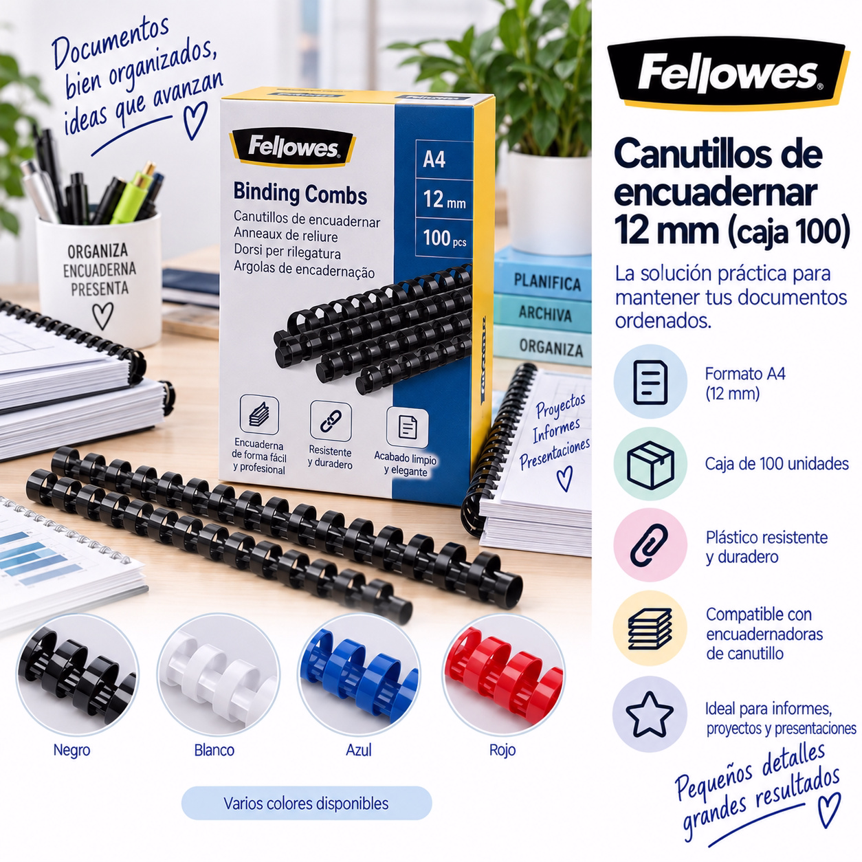 Canutillos de encuadernar 12mm (caja 100)