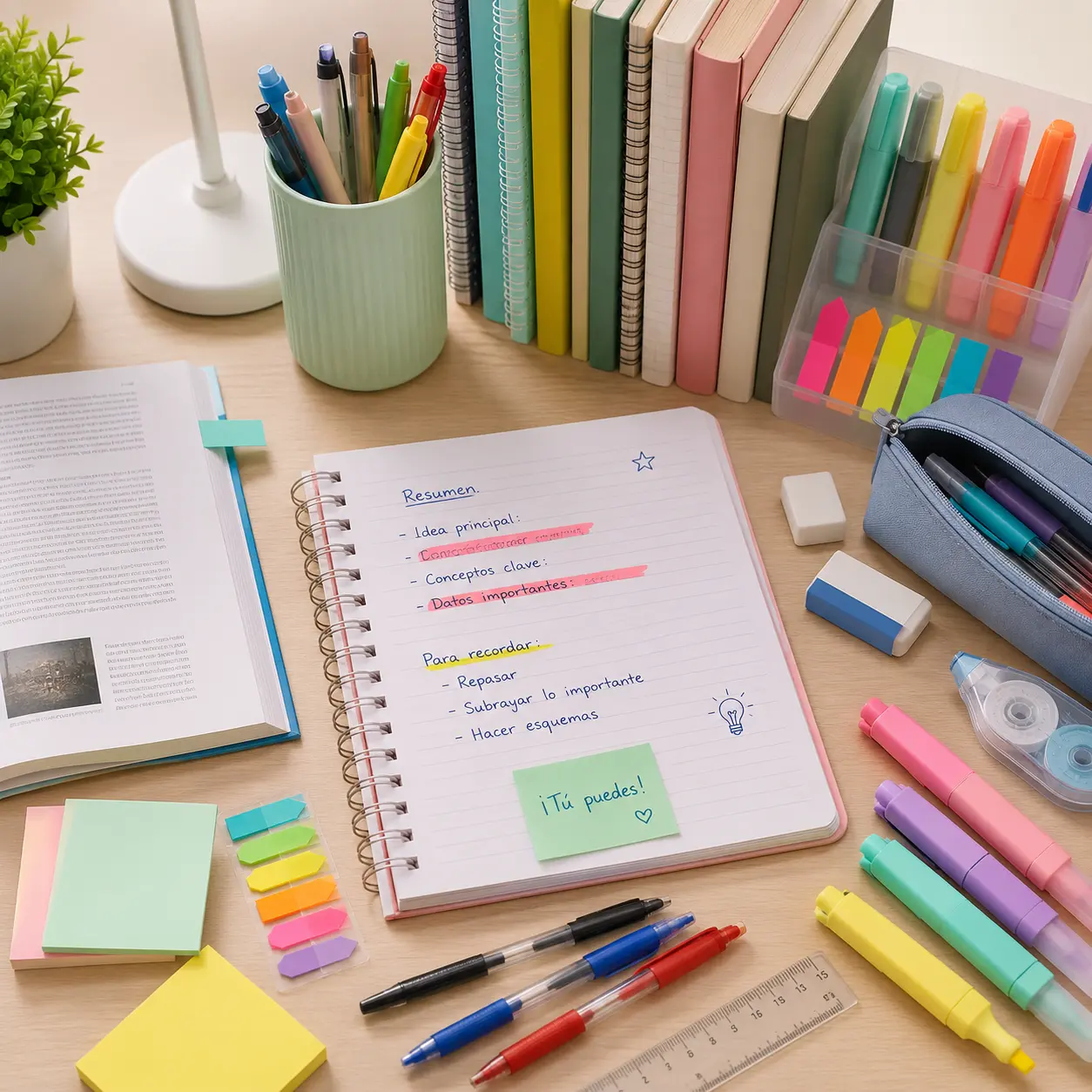 Complementos escolares para escritura, dibujo y estudio