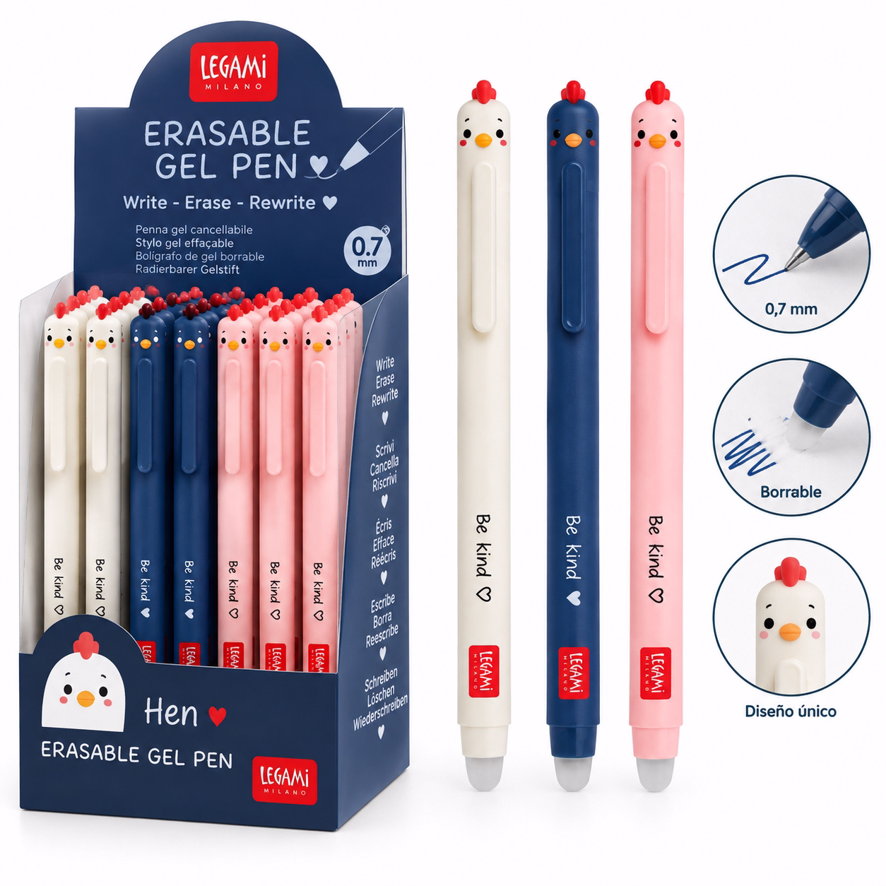 Bolígrafo borrable Gel Hen 0,7mm