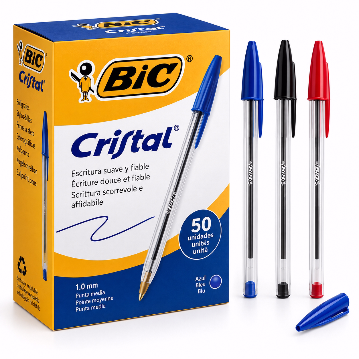 Bolígrafo Bic Cristal azul (caja 50 uds)