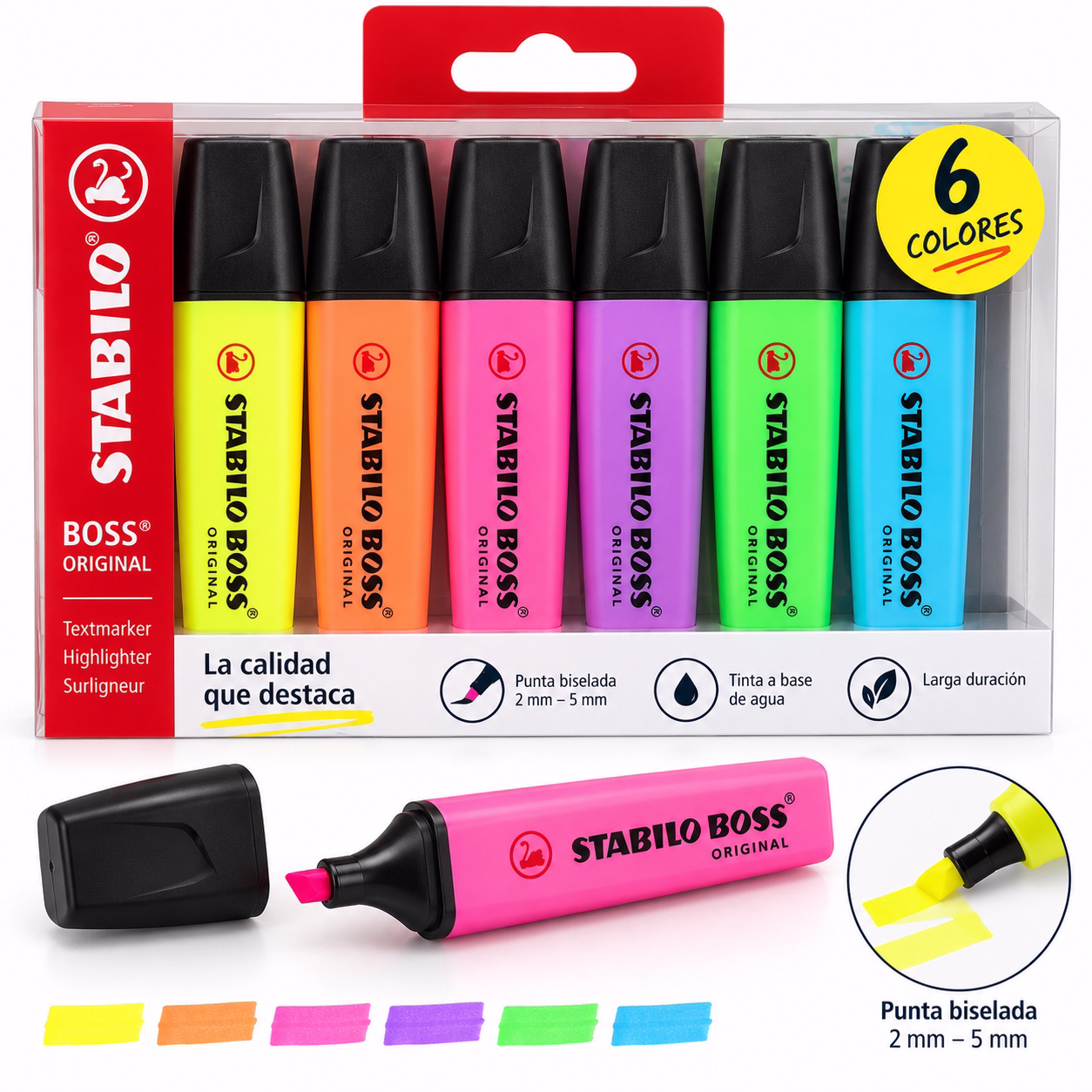 Set subrayadores fluorescentes 6 colores