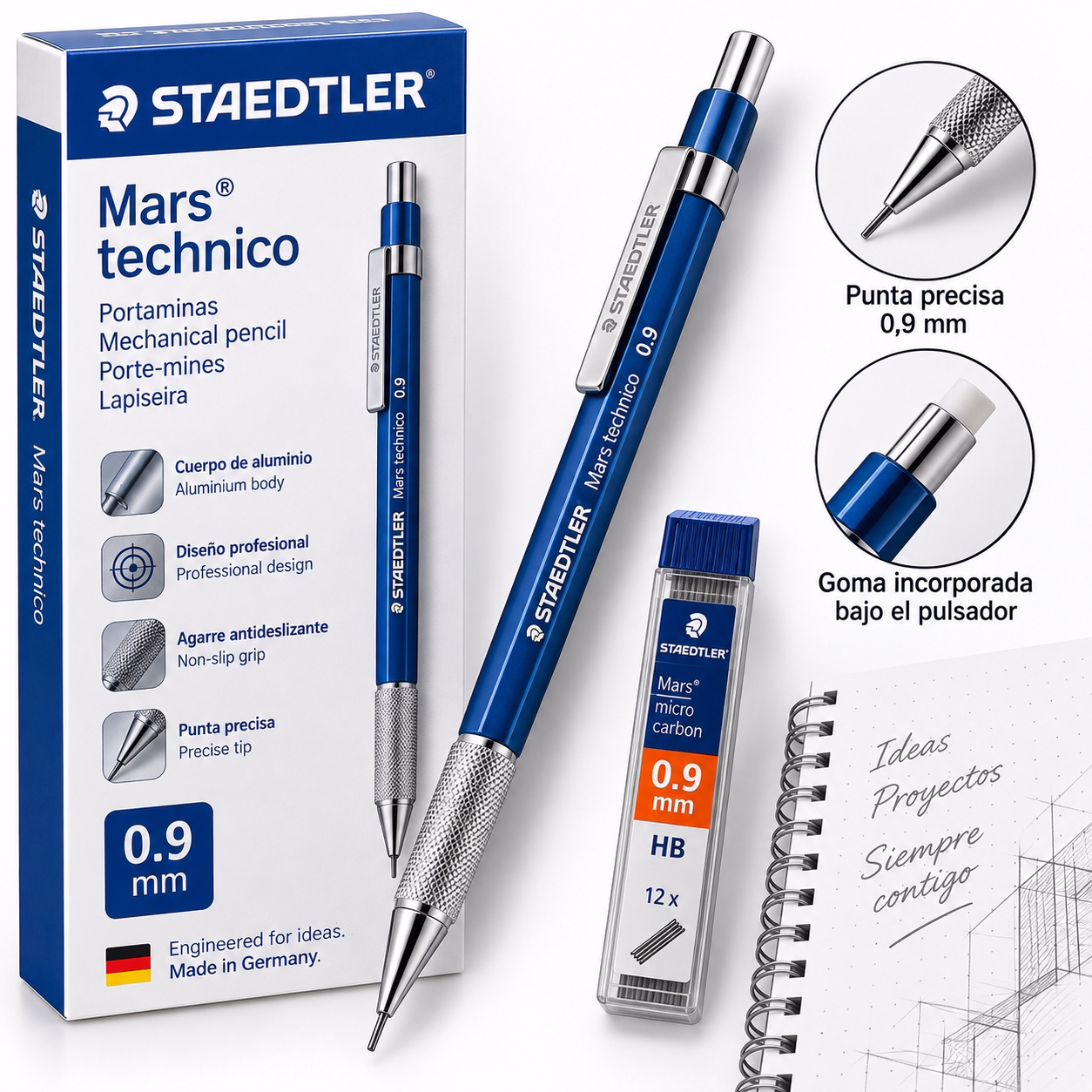 Portaminas de aluminio 0,9mm