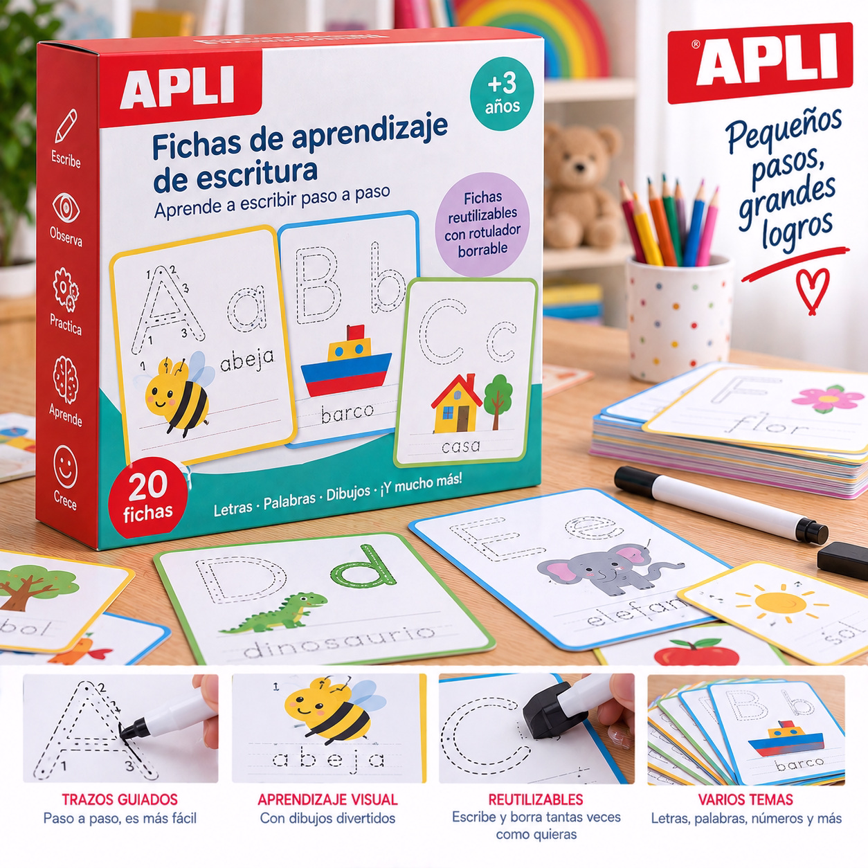 Fichas de aprendizaje de escritura