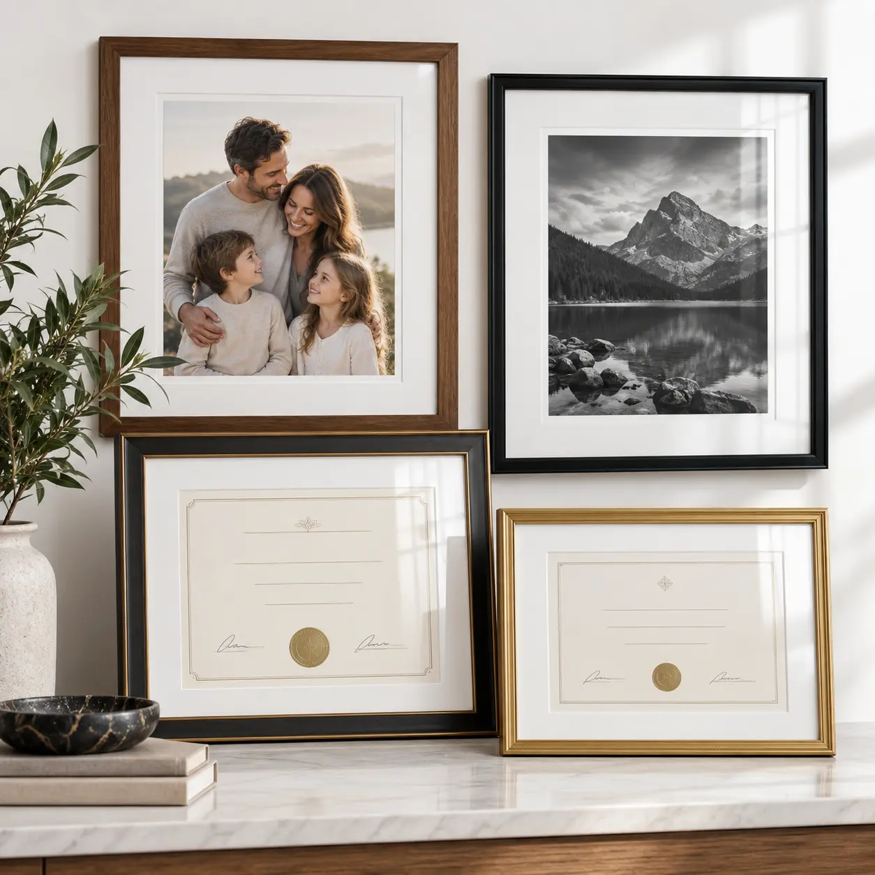 Marcos para fotografías, diplomas y certificados
