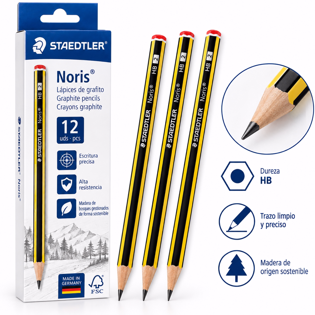 Lápiz grafito HB (caja 12 uds)