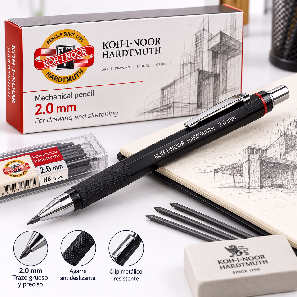 Portaminas automático 2,0mm para dibujo