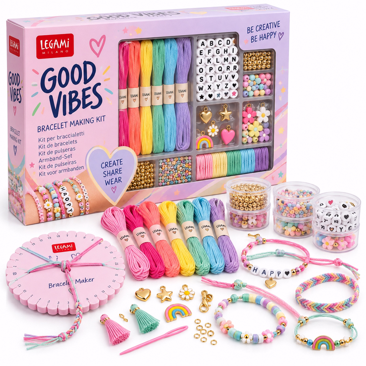 Kit pulseras de hilo y cuentas