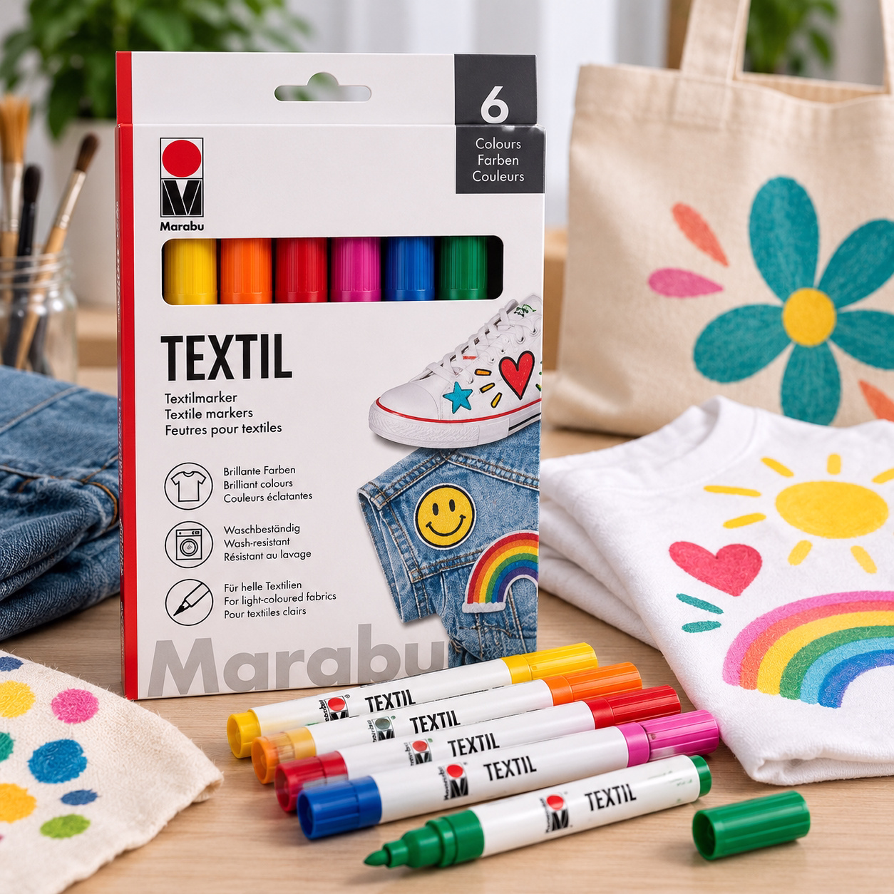Set rotuladores textiles 6 colores