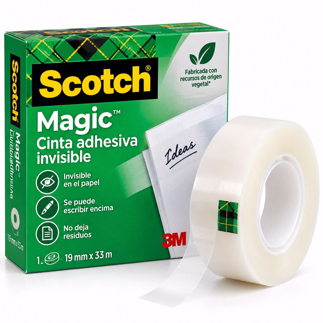 Cinta adhesiva invisible 19mm x 33m