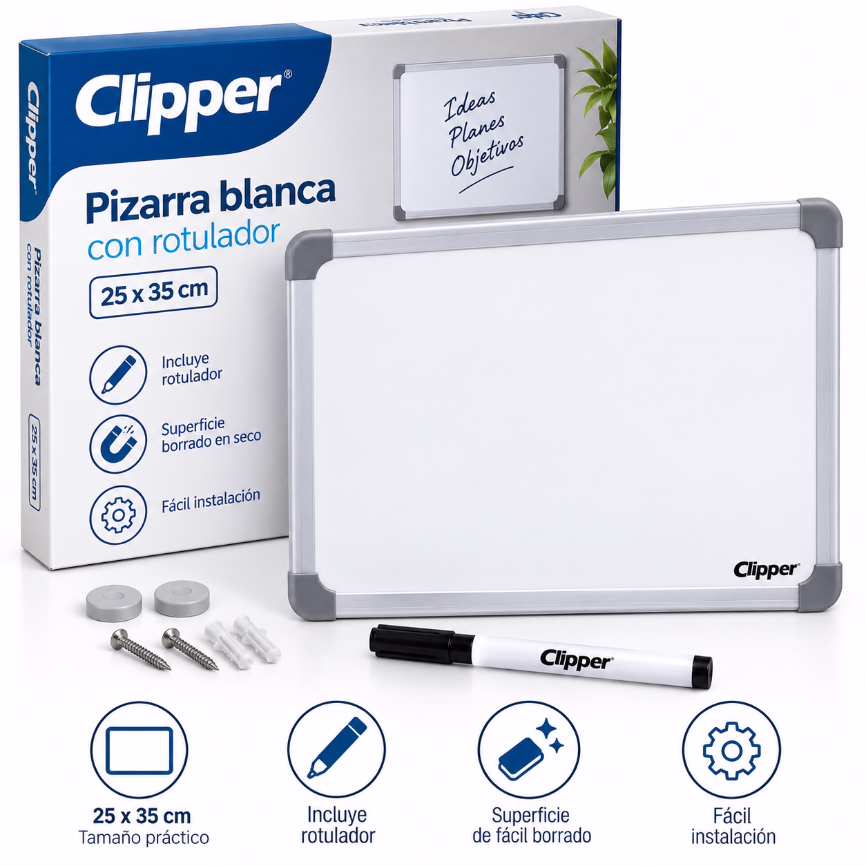 Pizarra blanca 25x35cm con rotulador