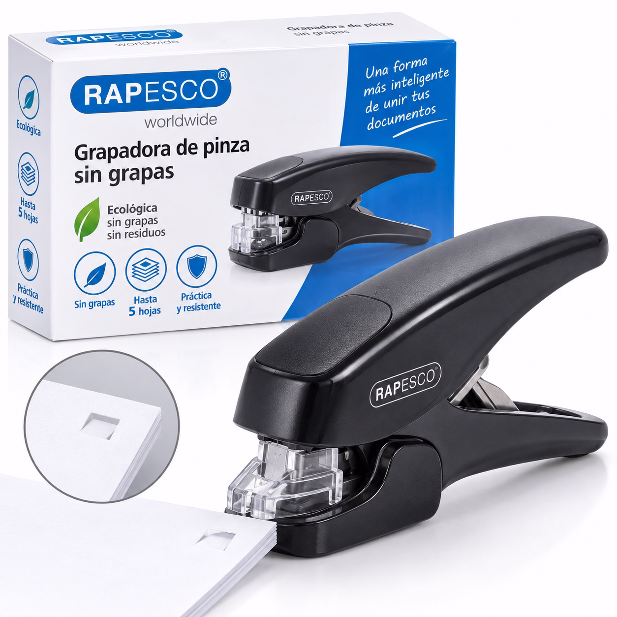 Grapadora de pinza sin grapas