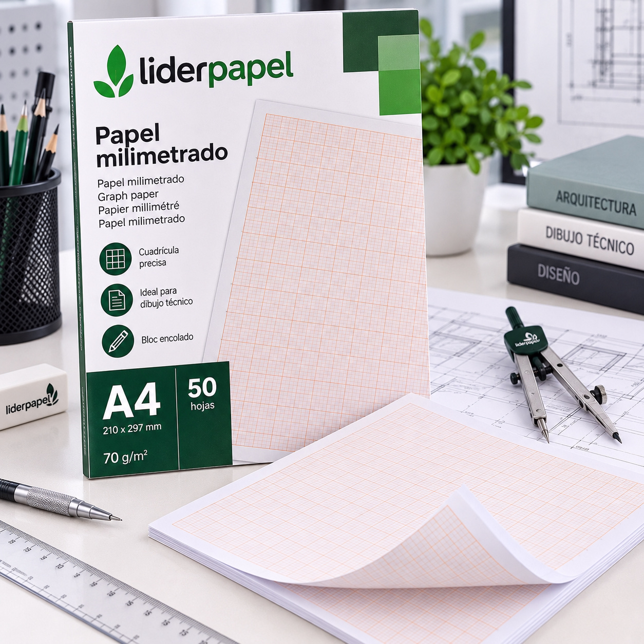 Papel milimetrado A4 (bloc 50 hojas)