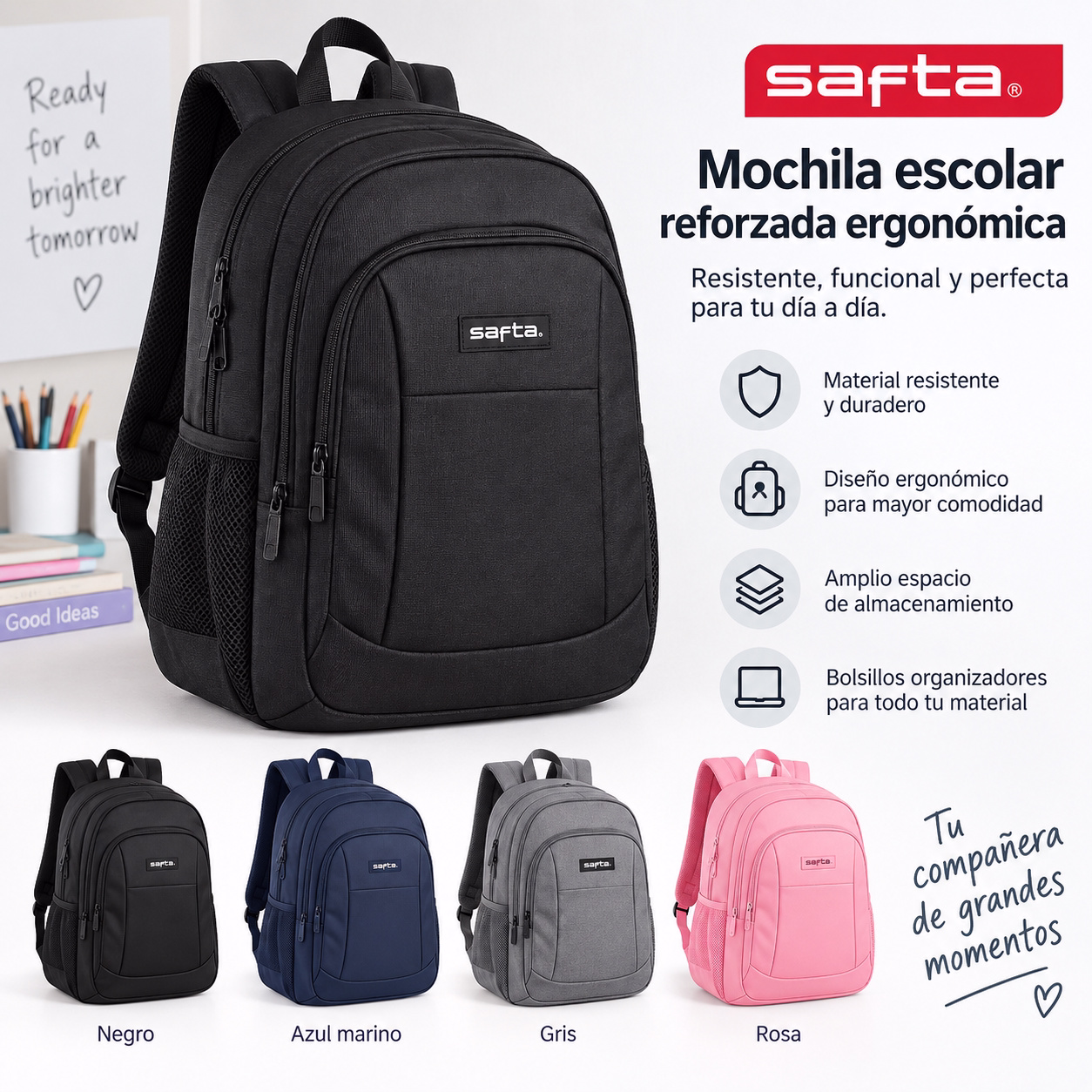 Mochila escolar reforzada ergonómica