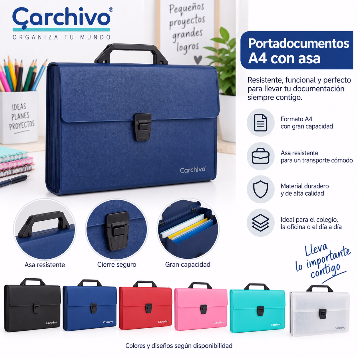 Portadocumentos A4 con asa