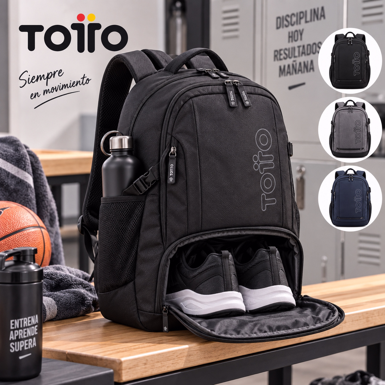 Mochila deportiva con compartimento zapatillas