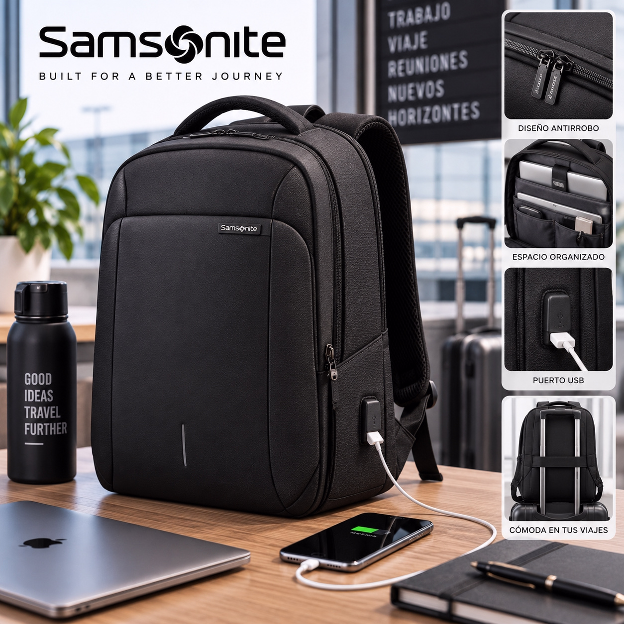 Mochila ejecutiva antirrobo con puerto USB