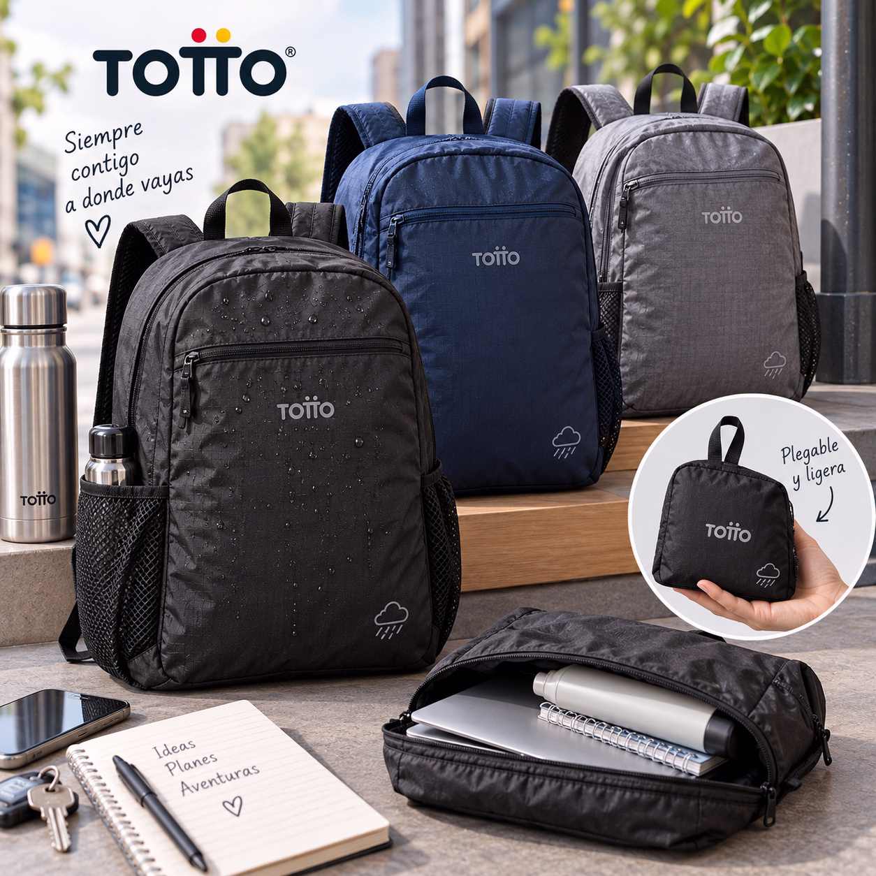 Mochila urbana plegable antilluvia
