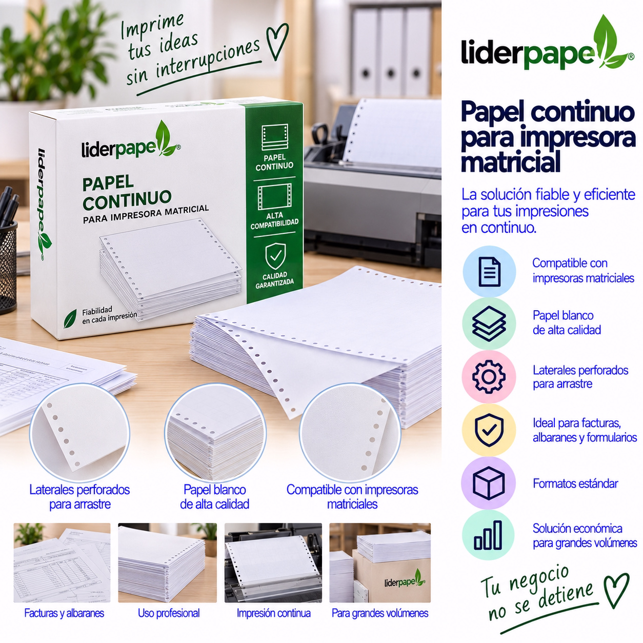 Papel continuo para impresora matricial