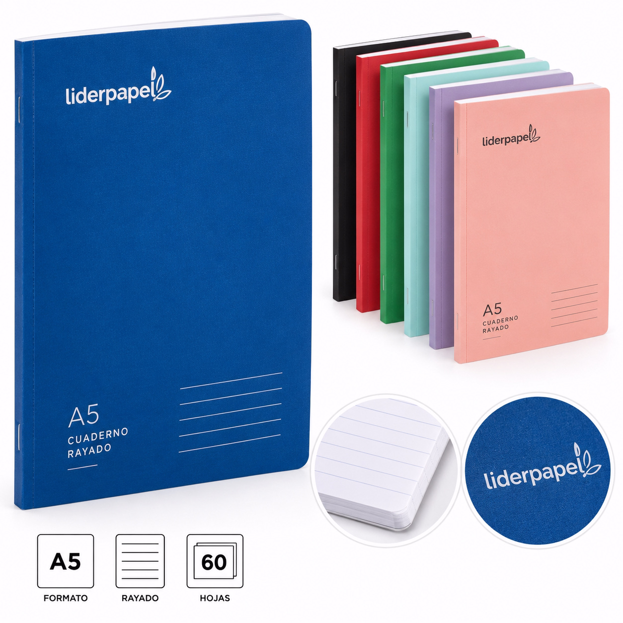Cuaderno de tapa blanda A5 rayado