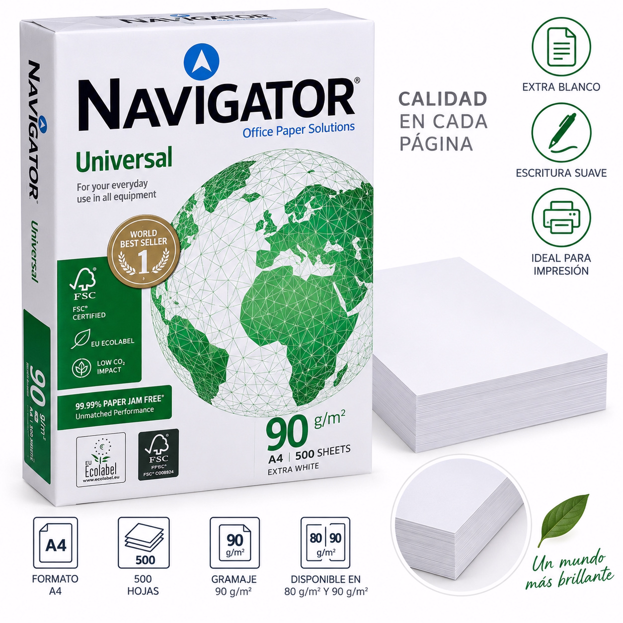 Papel A4 90g extra blanco 500 hojas