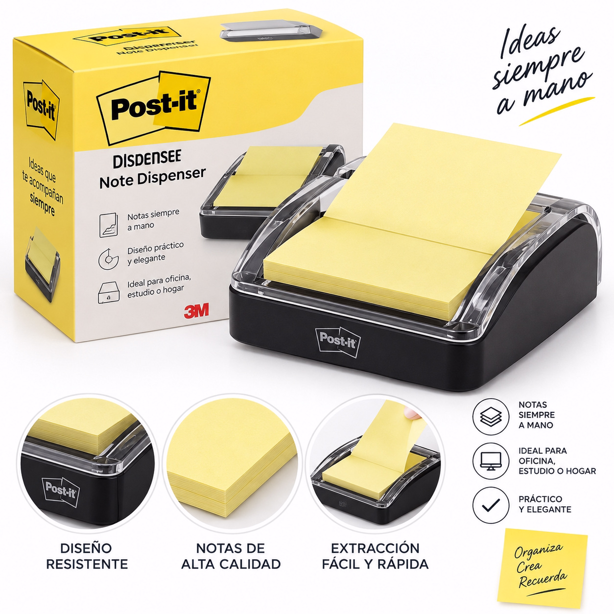 Dispensador de notas adhesivas con base