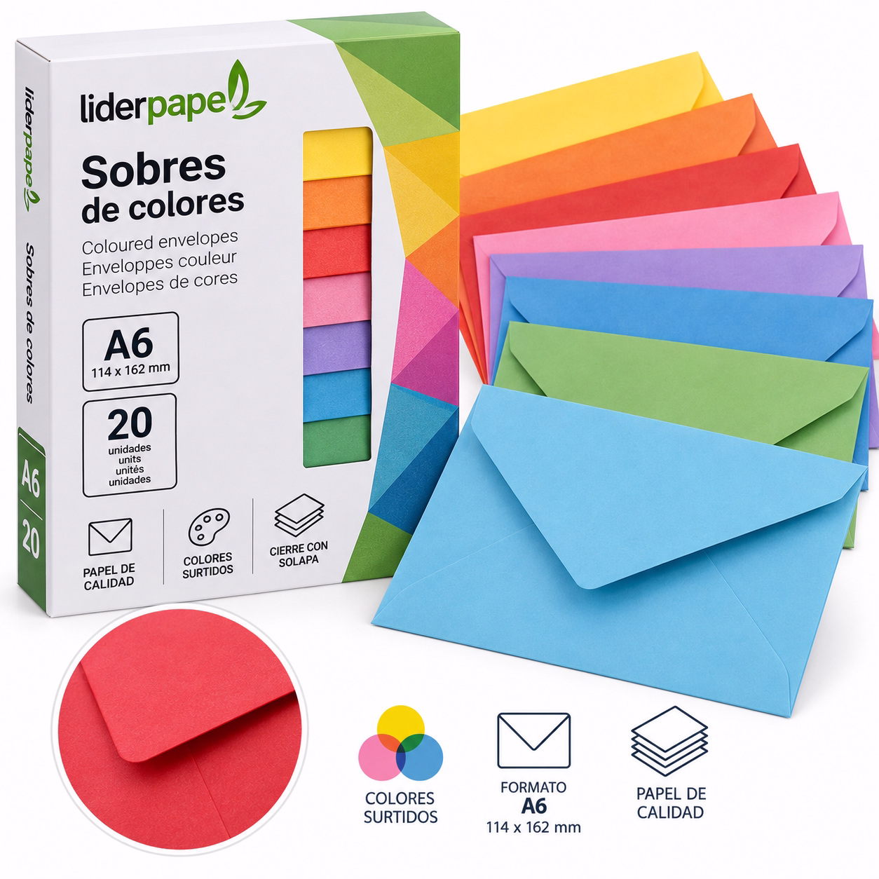 Sobres de colores A6 (paquete 20)