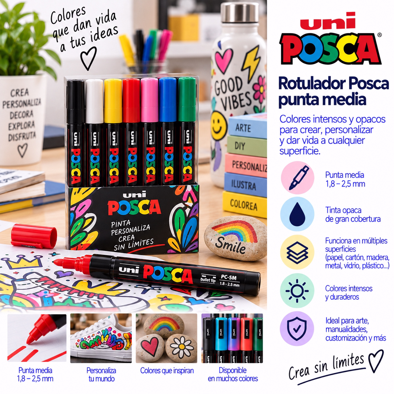 Set rotuladores metalizados 6 colores