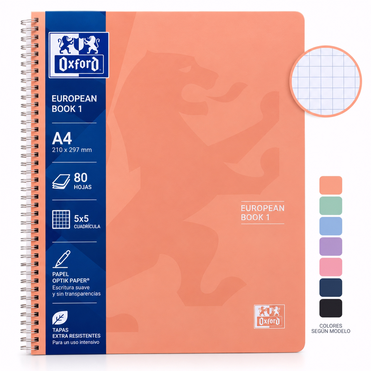 Notebook EuropeanBook 1 A4 80h 5x5 melocotón